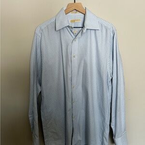 Michael Kors Light Blue Checkered Dress Shirt